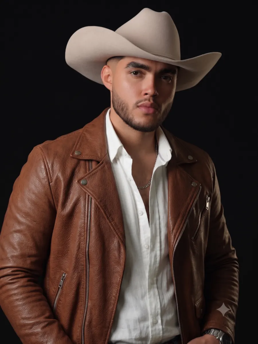 Luis Ignacio — retrato con sombrero y chaqueta de cuero